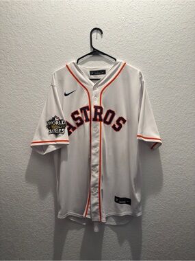 Nike White Astros Home Baseball Jersey with Orange Trim